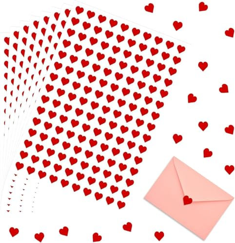 1200 Stück Sticker Herz,Rot Aufkleber Herzen,1cm Mini Sticker Herzen,Kleine Aufkleber Herz,Selbstklebend Herzsticker,Lustige Heart Stickers,für Einladungssiegel,Geschenk Verpackungen