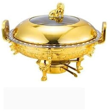 MPMPM Chafing Dish Buffet Set, Stainless Steel Round Buffet Warmer Tray Frame for Kitchen Party Dining Buffet,Gold(Gold)