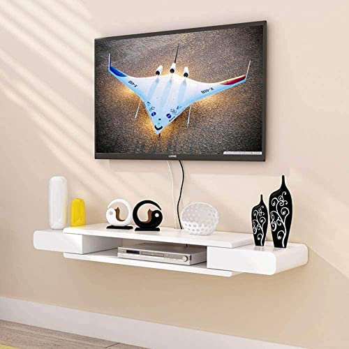 Meuble TV mural flottant avec étagère pour lecteur DVD/Blu-Ray pour salon, centre de divertissement, unité murale moderne pour home cinéma