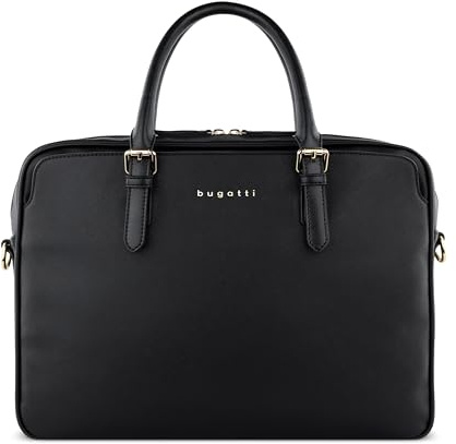 bugatti Ella Businesstasche 15, Aktentasche in Saffiano-Art aus Kunstleder mit Laptopfach, schwarz