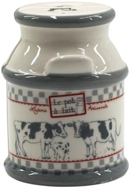 Pot à Lait Décoratif 2-en-1, Salière et Poivrière en Céramique, Style Campagne, 8 cm x 6 cm, Motif Vaches