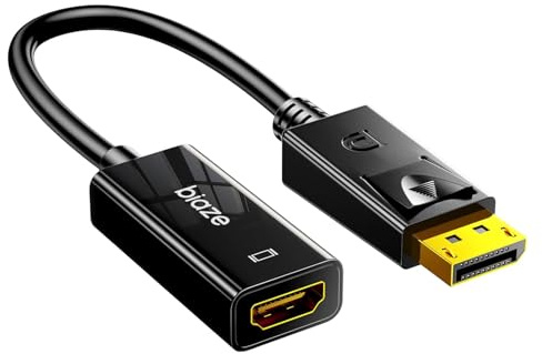 biaze ZH38 2K Displayport zu HDMI Adapter, 4K@30Hz / 2K@60Hz HHDR für Laptop/PC/TV/Monitor/Projektor, Plug and Play, HD Audio Video Übertragung, Kompatibel mit Windows/Mac
