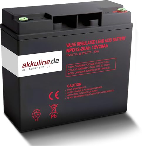 Akkuline 12V 20Ah Blei-Gel Akku - Kompatibel mit RHEHAG 6-DZF-20- Elektro Scooter Batterie - wartungsfrei, E-Scooter mit Straßenzulassung, Elektro Roller Erwachsene, bis 150kg Tragkraft