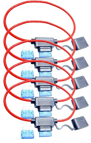 Soporte De Fusibles En Línea - Soporte De Fusibles Impermeable - Clip De Circuito Con Cubierta | Titulares De Circuitos De Vehículos Recreativos En Línea De 5 Paquetes Con Cubierta, 12V Automotriz De