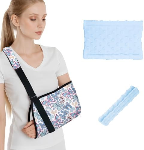 CYMNER Armschlinge linker arm Bunte Damen,mit weichen Schulterpolstern, Schulterbandage zur Verwendung bei Knochenbrüchen und Verletzungen, eine Arm Sling und zwei Schulterpolster.(BLUE) (Blau)