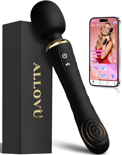 Wand Dildo Vibrator Sex Toys, Allovü Wand Massager for Clitoral G Spot Nipple Stimulation, AI Sync Vibrators with 10 Vibrations & 5 Tapping Mode, APP Control Silicone Sex Toy for Women Couples