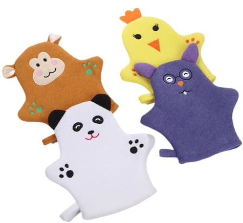 BAMBINI DI BASSO, 4 pezzi di lavaggio per bambini morbidi cartone animato bambino sicuro per di lavami per animali gravi per il corpo per la doccia per ragazzi ragazze