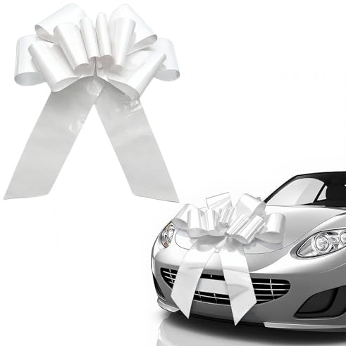 Aohyue Fiocchi per Auto Matrimonio, Coccarde Matrimonio Auto 76 cm, Grande Fiocco Bianco con Ventose e Nastro Biadesivo, Decorazioni per Bicicletta e Grandi Regali, per 18 Compleanno