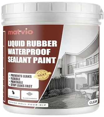 Matvio Crystal Clear Invisible Waterproof Agent - Elastic Liquid Rubber Waterproof Sealant for Shower, Tile & Bathroom Repair - Transparent Leak Stopper for Windows & Masonry - UV Resistant - 1 Quart