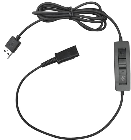 USB to QD Headset Adapter Cable with Volume Control and Mute Mic/Speaker | Compatible with Plantronics Quick Disconnect Wired Headset for Computer Laptop PC Desktop Mac UC Skype Lync Softphone Linux