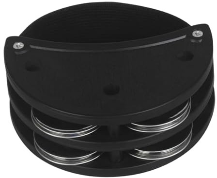 Pandereta con pie Pandereta de pie cascabel Metal caja instrumentos percusión portátil tambor compañero juguetes musicales platillos campana doble fila