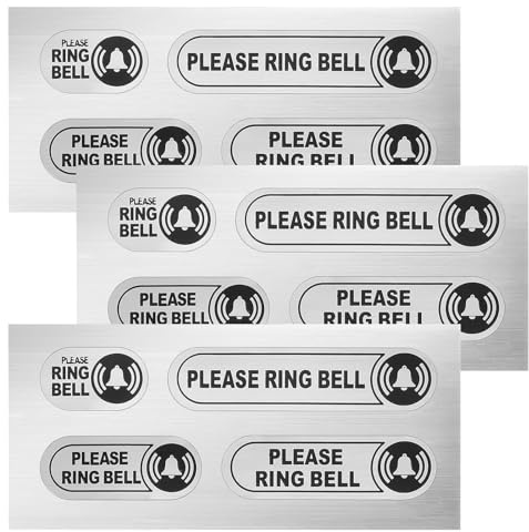 Plkjiu 12PCS Please Ring the Bell Sign Sticker - Self-Adhesive Doorbell Stickers for Home & Business, 4-Sizes Black Silver Waterproof Vinyl Signs, Tiny Stickers for Office Doors