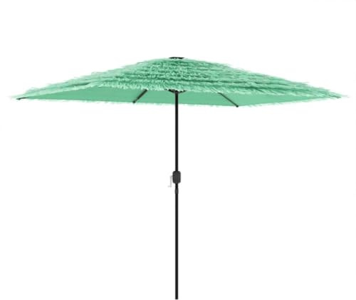 Coespram Ombrellone in paglia con palo in acciaio, marrone, 248 x 248 x 248 cm, con manovella, ombrellone da giardino, balcone, da spiaggia, verde, 268 x 268 x 226 cm
