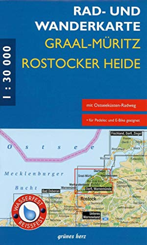 Rad- und Wanderkarte Graal-Müritz/Rostocker Heide: Mit Warnemünde, Markgrafenheide, Gelbensande, Rövershagen, Klockenhagen, Dierhagen. Maßstab 1:30.000. Wasser- und reißfest.