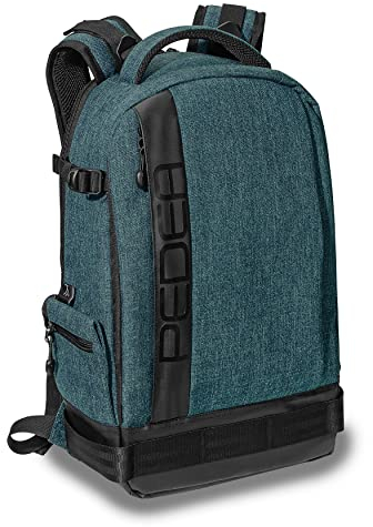 Pedea DSLR-Kamerarucksack Fashion Fotorucksack für Spiegelreflexkameras mit wasserdichtem Regenschutz und variabler Inneneinteilung (Rucksack, petrol)
