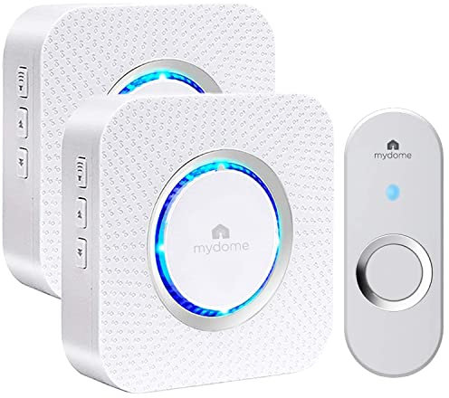 Wireless Doorbell Plug in Chime Kit | Doorbell Designed for Guaranteed House Wide Coverage, Clear Loud Audio & Visual Notification On Door Bell Button & Receiver Chime