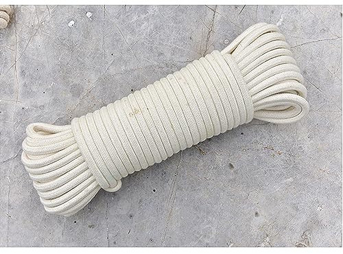 WABMJGW Makramee-Seil Beige 100 m, Makramee-Kordel mit Baumwollkern, gedrehtes Dickes Baumwollseil, Mehrzweck-Terrassenseil für Makramee-Kunst, Fahnenmastseil, Wäscheleine,Beige-12 mm