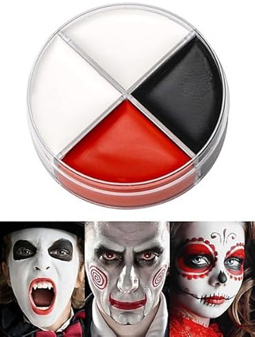 Professionelle Theater-Schminke Creme Make-up schwarz-weiß-rot 15 ml Dose - 3 Farben - Halloween Karneval Motto-Party