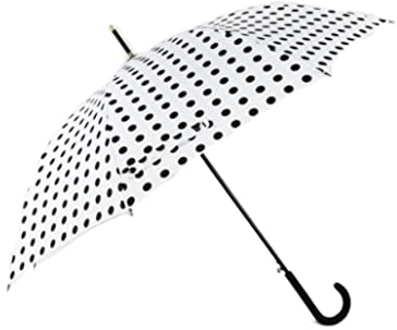 DEEDAV Golfschirme Regenschirm mit Tupfenmuster, tragbarer, winddichter, regenfester, automatisch geöffneter, belüfteter Rohrschirm Familien Regenschirm (Color : White)