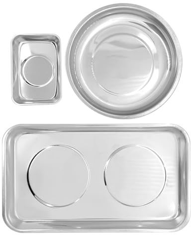 Pitlane Performance Set di 3 ciotole magnetiche professionali, in acciaio inox, per viti, piccole parti, officina, garage e hobby