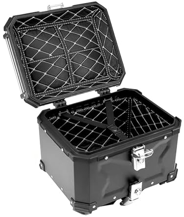 Yidelchon Motorradkoffer Topcase Motorrad-Heckkasten Mit Halterung | Für Roller Mofa Motorroller Motorrad Quad Zubehör Koffer Hinten | Top Case Gepäckträger Koffer Box (Color : X-Black, Size : 100L)