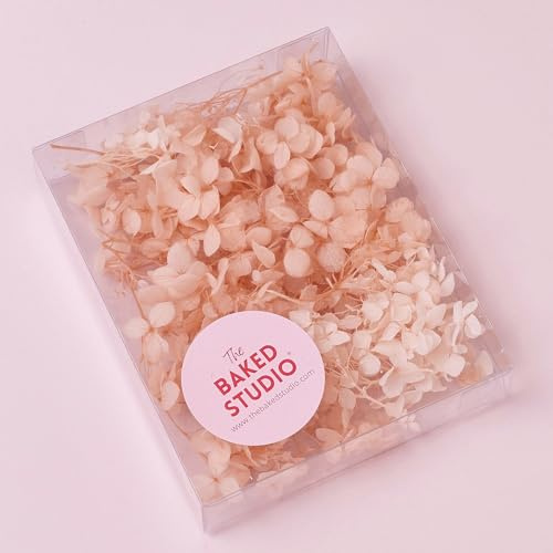 The Baked Studio - Kit original d'hortensia séché pour décoration de gâteaux, cupcakes et autres travaux manuels (pêche foncée)