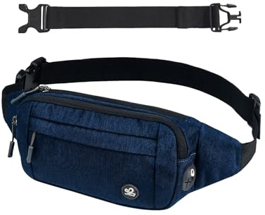 WATERFLY Bauchtasche Hüfttasche Herren Damen: Klein Gürteltasche Sport Bum Hip Bag Männer Frauen Waist Fanny Pack mit Verlängerungsgurt für Reise Wandern Hundetraining Outdoor Dunkelblau