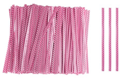sourcing map 500pcs Bag Twist Ties 4 Reusable Plastic Twist Ties Wire Cable Ties for Party Bread Candy Cake, Light Pink