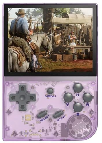 RG35XX+ 2024 Retro Handheld Game Console | 3.5” IPS Display | 64GB SD Card with 6900+ Classic Games | Linux OS, Quad-Core CPU, HDMI & TV Output | 2100mAh Battery, Supports PS1/GBA/NEOGEO/MD (Purple)