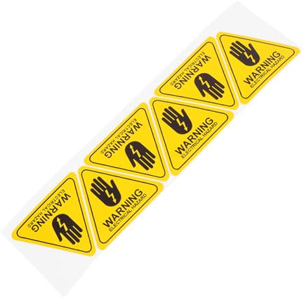 Triangular Electrical Safety Warning Labels 6 Pack PVC Sticker