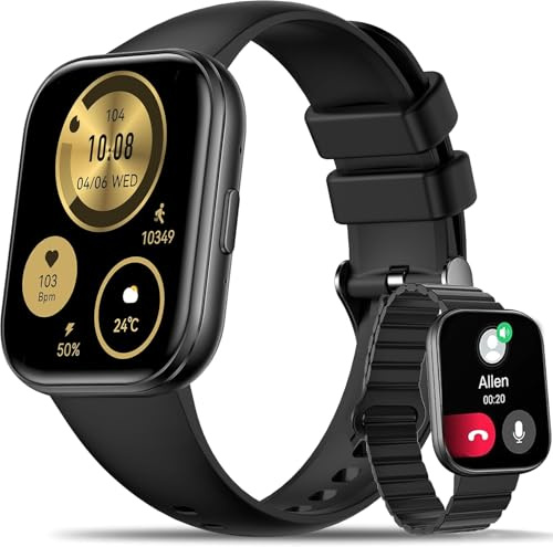HXQHSTBG Smartwatch Uomo,1.75 HD Orologio con Chiamate Bluetooth, Fitness Tracker con 120+ Modalità Sportive/Cardiofrequenzimetro/Pressione Sanguigna/SpO₂/Sonno, Smart Watch per Android/iOS (Nero)