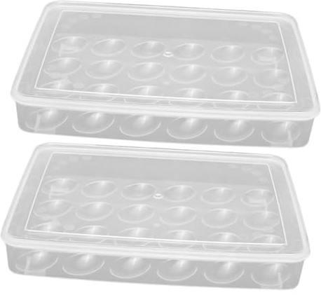 FONDOTIN 2 Piezas Soporte Protector para Huevos Transparente Ranuras Separadas y Apilable para Almacenamiento Seguro en Cocina y Encimera
