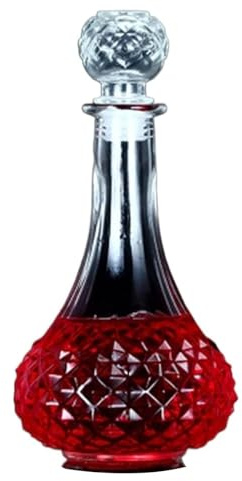 Decanter per Vino Rosso soffiato a Mano da 800 ml, Elegante caraffa per Vino in Vetro Trasparente con Coperchio, aeratore rapido per Vini Rossi e Bianchi