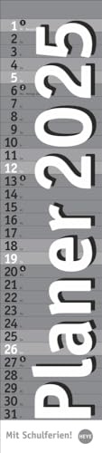 Langplaner, silber 2025: Praktischer Streifenkalender fürs Büro. Länglicher Wandkalender mit genug Platz für Notizen. Terminkalender 2025. 11 x 49 cm (Bürokalender Heye)