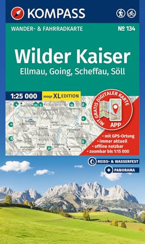 KOMPASS Wanderkarte 134 Wilder Kaiser, Ellmau, Going, Scheffau, Söll 1:25.000: Wander- und Fahrradkarte im Walter Mayr Großdruck - inklusive ... Panorama. Skitouren. Langlaufen. Reiten.