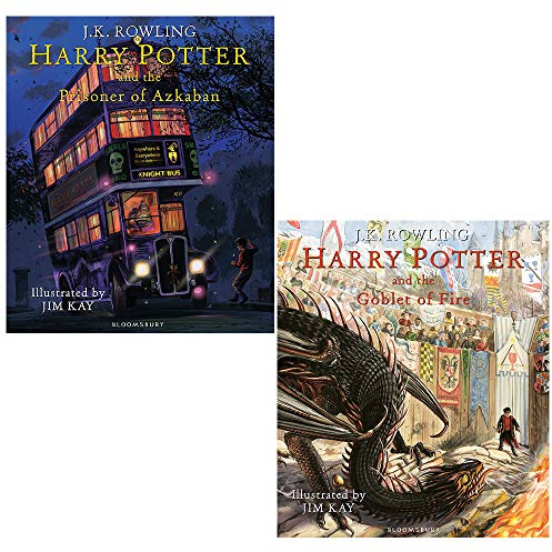 JK Rowling 2 Books Collection Set Harry Potter Illustrated Edition Series (Harry Potter and the Prisoner of Azkaban, Harry Potter and the Goblet of Fire)