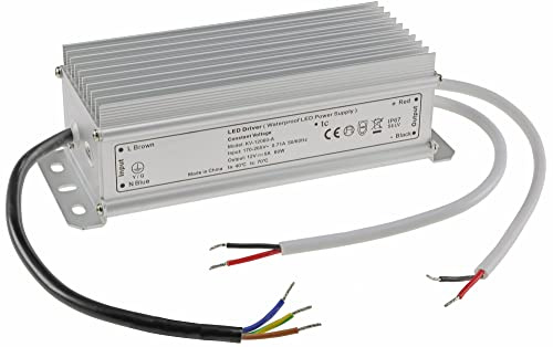 LED Trafo Aussen 60Watt 12Volt - IP67 Transformator IN 230V AC - OUT 12V DC - Netzteil für LED-Strahler Leuchtmittel Beleuchtung Feuchtraum Aussen