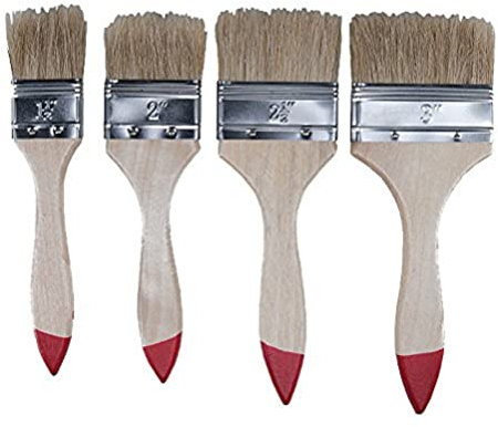 Werkzeyt Pinsel-Set 4-teilig - Für wasserbasierte & lösemittelhaltige Farbe - Bestehend aus Flachpinsel mit 38 - 76 mm Breite - Naturfarbende Borsten / Malerpinsel / B21620