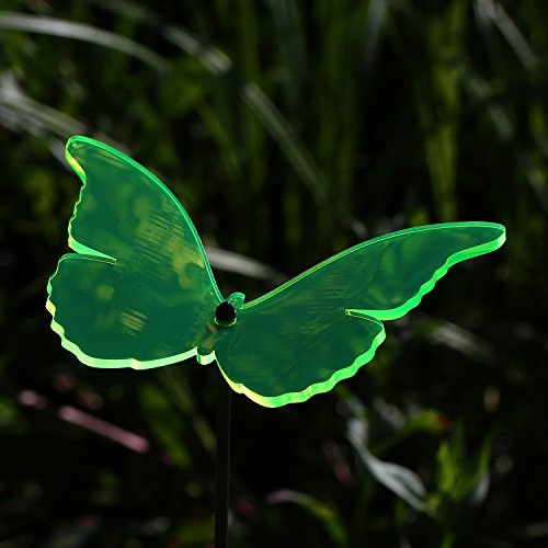 Bütic GmbH Plexiglas® Sonnenfänger Schmetterling 14cm neon transparent fluoreszierend wetterfest, inkl. 100cm Schwingstab, Farbe:neongrün