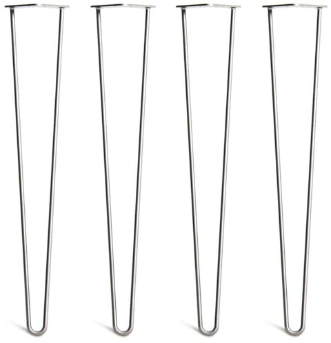 [HLC] 4 x Hairpin Table Legs – Superior Double Weld Steel Construction With Screws, Build Guide & Protector Feet Worth £8 Included! – 10mm Steel [28/71cm,Zinc]