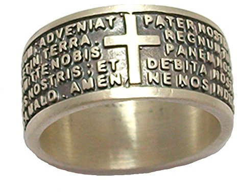Anillo de hombre de plata 925 ‰ con el Padre Nuestro en latín para mujer o unisex