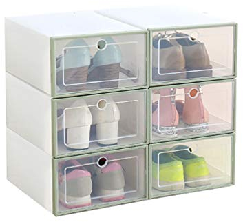 Romancemit Lot de 6 boîtes à chaussures pliables en plastique pour homme/femme - Vert