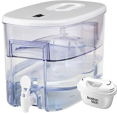 Fresia Wasserspender für gefiltertes Wasser Kompatibel unter anderem mit Brita Maxtra, Maxtra+, Perfect Fit, Amazon Basic Filtern.Chlor.1 GIFT Hydro Pure+ Boston Tech Filter Fassungsvermögen