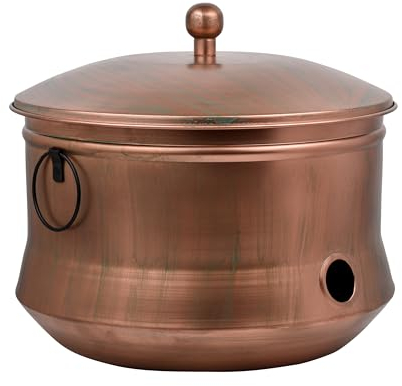 Gartenschlauch-Topf-Halterung, Kupfer-Finish, mit Deckel mit Griff (rostfrei)