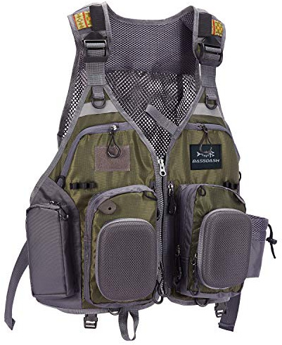 BASSDASH Strap Fishing Vest Adjustable for Men and Women, for Fly Bass Fishing and Outdoor Activities