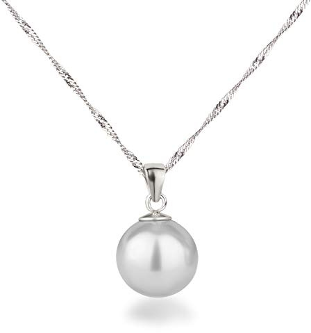Schöner-SD Silberkette mit Anhänger Perle 12mm groß 925 Silber rhodiniert