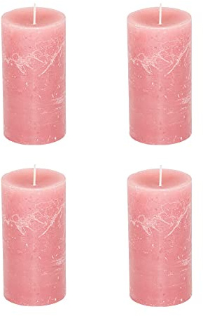 Stumpljus Rustic set om 4 – blockljus, ljus, ljus, adventskrans, advent – inget sot – brinntid: 60 timmar. - många färger – 7 x 13 cm (rosa)