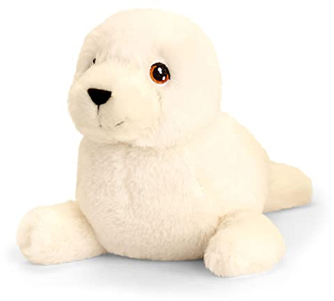 tachi Plüschtier Robbe weiß, Liegender Stofftier Seehund, Weicher Kuscheltier Heuler 25 cm
