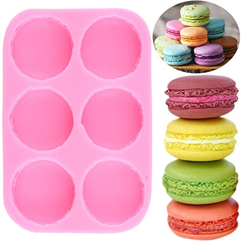 Mujiang 6-Cavity 3D Macaroon Hamburger Silicone Fondant Molds For Cake Decorating Chocolate Candy Mini Soap Bath Bomb