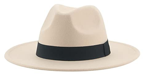 QBQZXAOSOWH Fedora Trilby Hüte Für Damen Beige Ribbon Band Hüte Für Herren Panama Hochzeit Schmücken Damen Hut 52-54Cm (Kinder) Beige